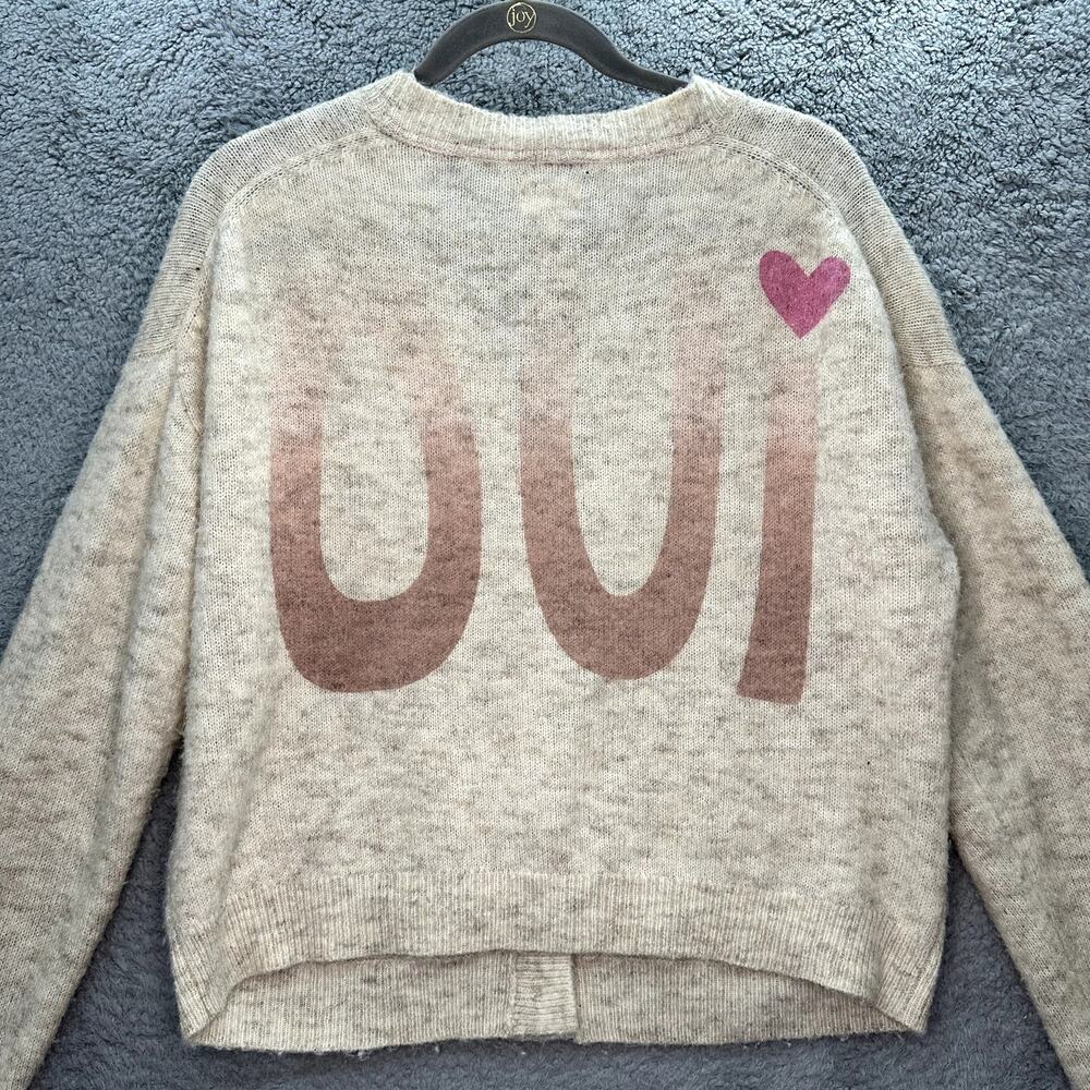 Sundry Size 1 Wool Blend Oui‎ Cardigan Oatmeal Color Front Buttons Soft Comfort